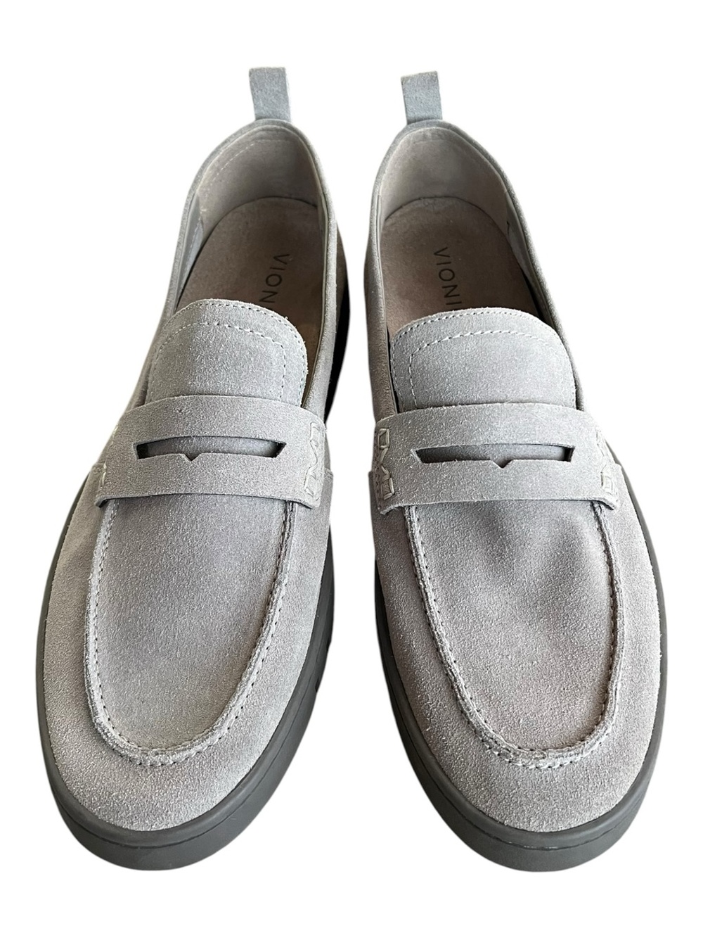 Vionic Suede Penny Loafers in Light Gray Women’s Size 11